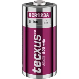 Tecxus RCR123 Akku - 500 mAh, 4 Stk. im Karton - Lithium-Ionen-Akku (Li-Ion), 3,2 V