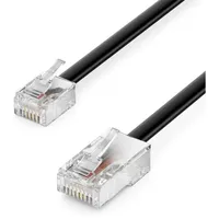 deleyCON 10m Telefonkabel RJ11 auf RJ45 Modularkabel Flachkabel RJ11 Stecker zu RJ45 Netzwerk Stecker Telefondose Modem Router Fax ISDN DSL VDSL Internet Schwarz