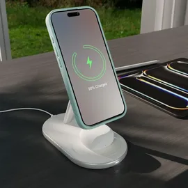 PURO 2in1 Mag Station Kabellose Ladestation für Handy und Kopfhörer - Weiß