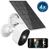 4er Akku-Outdoor-IP-Überwachungskamera mit 2K, 3 MP, WLAN +4x3W Solar