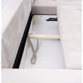 Fun Möbel Ecksofa Sofa mit Schlaffunktion VOGAR Stoff Poso Dunkelgrau Ottomane Links - Grau
