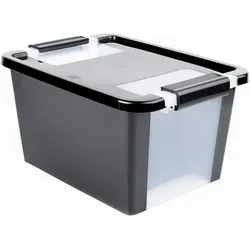 PROREGAL Mega Deal 2x Mehrzweck Aufbewahrungsbehälter STORAGE mit Deckel, HxBxT 28x55x35cm, 40 Liter, Schwarz, Behälter, Box, Aufbewahrungsbehälter