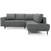 Selsey Eckcouch Easy-Clean-Velours 2-Sitzer Dunkelgrau