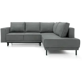 Selsey Eckcouch Easy-Clean-Velours 2-Sitzer Dunkelgrau