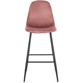 BIZZOTTO Barhocker New Irelia aus Samt, modern mit Fußstütze, rosa, 2er-Set, Metallgestell schwarz
