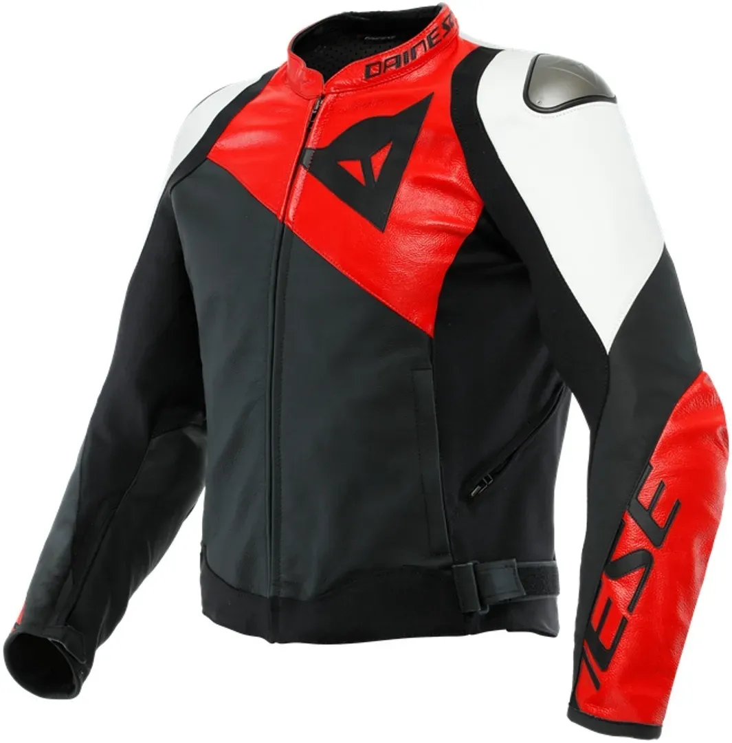 Dainese Sportiva Motorrad Lederjacke, schwarz-weiss-rot, Größe 48 für Männer