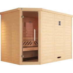 weka Sauna Kemi, BxTxH: 245 x 195 x 200 cm, 45 mm, (Set) 7,5 kW-Ofen mit digitaler Steuerung beige