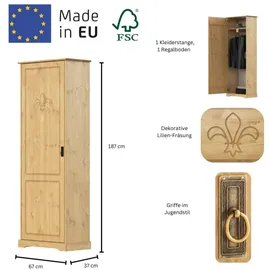 OTTO home Garderobenschrank Lille 67 x 187 x 37 cm Beige