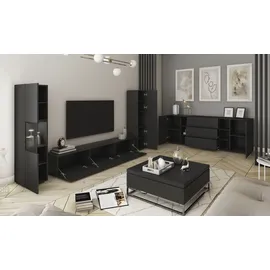 INOSIGN Wohnwand »BERLIN III, Vitrine Türschlag links/rechts wechselbar« Komplett-Set, 3 Stk. tlg., schwarz