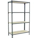 Proregal Schwerlastregal Mid Muli HxBxT 150 x 90 x 40 cm 4 Fachböden Fachlast 150 kg Grau