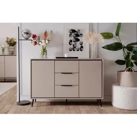 Livetastic Kommode Sideboard 135 x 90 x 38 cm Sand / Schwarz