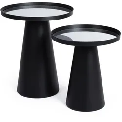 Beistelltisch Reflex 2er-Set aus Metall, Schwarz