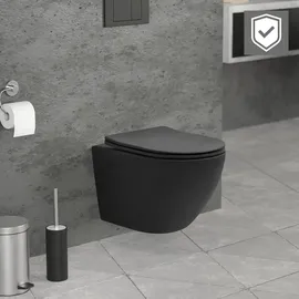 luxebath Hänge-WC mit WC-Sitz Schwarz matt Nano-Beschichtung