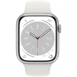 Apple Watch Series 8 GPS 41 mm Aluminiumgehäuse silber, Sportarmband weiß