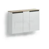 freiraum Hängeschuhschrank Zippo 8 Böden, weiss hochglanz / Eiche Dekor - 129,7x85x35,1 (BxHxT)