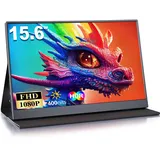 MOMODS Portable Monitor, 15.6 Zoll Tragbarer Monitor, IPS FHD 1080P HDR, Externer Mobile Bildschirm mit Mini HDMI Typ C, für Laptop, Mac, PS5, Xbox