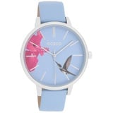 Oozoo Damenuhr C11067 Babyblau Lederband 42 mm - Hellblau