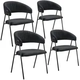 Tectake Armlehnstuhl Webstoff schwarz 4er Set