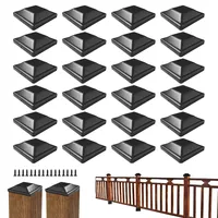 24 Stück Pfostenkappen, 9 X 9 cm Zaunpfosten Kappen, Zaunkappen, Abdeckkappen Für Pfosten, Schwarze Kunststoff Pfostenkappen Mit Schrauben Für Pfosten Zaunpfosten Holzpfosten