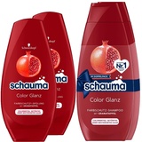 Schauma Schwarzkopf Farbschutz-Shampoo Color Glanz 2er Pack (1x 2x400 ml), Haarshampoo pflegt coloriertes, getöntes oder gesträhntes Haar & Spülung (2x 250 ml) mit Granatapfel-Extrakt