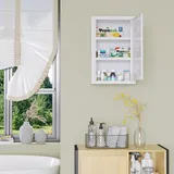 Wandmontierter Medizinschrank, Stahl-medizinschrank Mit 3 Ablagen Und 2 Schlüsseln Für Badezimmer, 30 X 14 X 46 Cm, Weiß