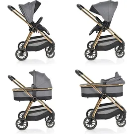 Cangaroo Kinderwagen 2 in 1 Hydra Babywanne Sportsitz Fußabdeckung Moskitonetz grau