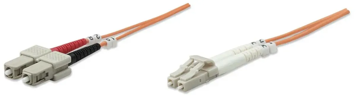 Intellinet Glasfaser LWL-Anschlusskabel, Duplex, Multimode, LC/SC, 62,5/125 μm, OM1, 1 m, orange