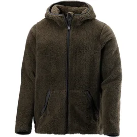 John Devin Kapuzenstrickjacke JOHN DEVIN, Herren, Gr. XL (56/58), grün (olive), Fleece, Obermaterial: 100% Polyester, unifarben, bequem, Strickjacken, in weichem Teddyfleece