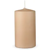 HS Candle Stumpenkerzen "Beige", Größe Ø7 x 12 cm, Wachskerzen lange Brenndauer bis zu 35 Std. - unparfümierte Säulenkerzen - viele Farben/Größen