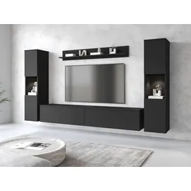 INOSIGN Wohnwand »PARIS, Vitrine Türanschlag links/rechts wechselbar« Komplett-Set, 4 Stk. tlg., schwarz