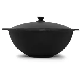 4big.fun Gusseisen Kasan 10L eben NAMANGAN Deckel Topf Kazan WOK Kessel BBQ