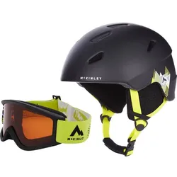 McKINLEY Kinder Skihelm mit Skibrille Pulse HS-016, Schwarz/Gelb/Weiß, XXS