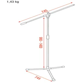 Showgear Microphone Stand - Value Line 900-1400 mm