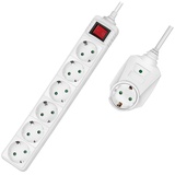 Logilink LPS274 - Steckdosenleiste 7-Fach + Schalter, 6X CEE 7/3 + 1 Durchgangsstecker, 2 m