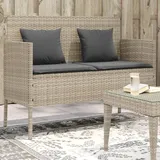 Teenpull – Gartenbank Mit Kissen Hellgrau Poly Rattan