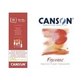 Canson Canson, Heft + Block, Zeichenpapierblock "Figueras", 400 x 500 mm, 290 g/qm 10 Blatt, Leinenstruktur, an der kurzen Seite