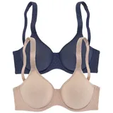 PETITE FLEUR T-Shirt-BH Damen marine+toffee Gr.100B