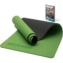 Yogamatte Moosgrün – Rutschfeste Sportmatte, Pilattesmate mit Tragegurt 183 CM