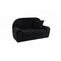 FORTISLINE Kindersofa Mini-Sofa Kindersofa Spielsofa aus Teddy-Stoff ausklappbar, Ausklappbar schwarz