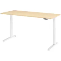 Bümö Schreibtisch Ahorn, Weiß, Nachbildung,Ahorn, Rechteckig, 180x74x80 cm, FSC