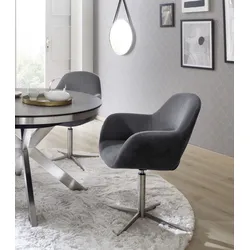 Esszimmerstuhl MCA FURNITURE "Melrose", grau (anthrazit), B:64cm H:88cm T:64cm, Polyester, Stühle, Stuhl 360drehbar mit Nivellierung