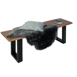 Sitzbank Baumkante 120 cm nussbaum massiv Akazie schwarz