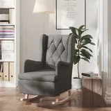 Maison Exclusive - Schaukelsessel mit Kautschukholz-Beinen Dunkelgrau Stoff - Grau
