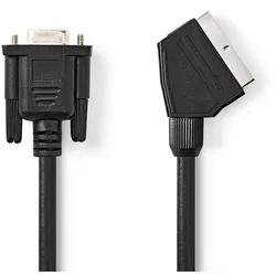 Nedis SCART-Kabel - SCART Stecker - VGA Buchse - Vernickelt - 480p - 2.00 m - Rund - PVC - Schwarz - Label