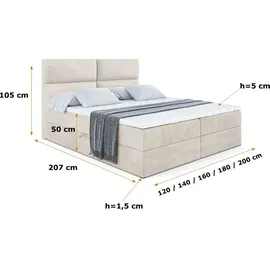 altdecor BOXI3 180 x 200 cm H4 Beige/Goldfarben