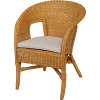 Krines Home Sessel Rattan Stapelsessel Bella Rattansessel Natur-Rattan Flechtsessel beige