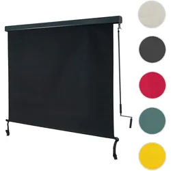 Vertikalmarkise HWC-F42, Senkrechtmarkise Sichtschutz Außenrollo Rollo, UV-Schutz 50 Stoff ~ 250x180cm, schwarz