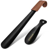 ZOMAKE Schuhlöffel Lang 42cm, Schuhlöffel Klein 19cm, robuster Metall-Schuhanzieher Set für Senioren, Kinder, Männer & Frauen, praktisch und tragbar für Alltag & Reisen (2er Schwarz A)