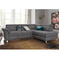 Ecksofa SIT & MORE "Arngast L-Form" Sofas Gr. B/H/T: 245cm x 84cm x 194cm, Luxus-Microfaser ALTARA NUBUCK, Ottomane rechts, mit Bettfunktion-mit Bettkasten, grau (steel) inklusive Kopfteilverstellung und Federkern