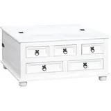 VCM ebuy24 Couchtisch mit 5 Schubladen 91x91 Weiß/wachs.